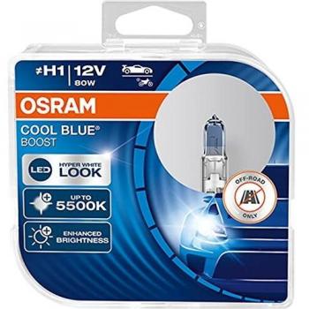 Bombilla Halógena H1 12V 80W Cool Blue Boost 5500K +50% Doble Pack OSRAM