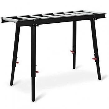 Mesa de rodillos EBERTH con 8 rodillos, altura regulable sin escalonamiento, ruedas galvanizadas y rodamientos de bolas
