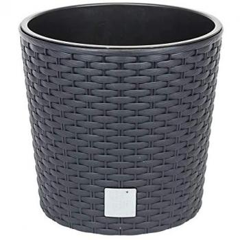 Maceta Redonda Antracita 8,7 Litros con Cubilete para Uso Interior y Exterior