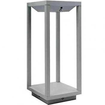 Linterna solar chic HYDRA H34 cm de aluminio blanco con interruptor y luz LED blanca cálida