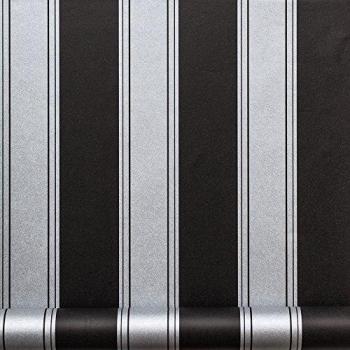 Equipo DRT Cornaro - Papel pintado a rayas, color plata, 1 rollo