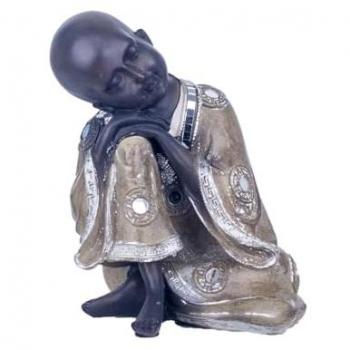 Figura Monje Dorado de Resina 21X17X16cm - Buda Decoración Hogar Budas De La Suerte