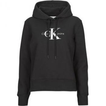 Calvin Klein Women's Black Regular Fit Hoodie with Logo Print