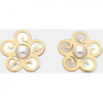 Pendientes Flor y Perla con Pincho de Majorica