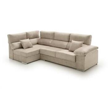 Sofá Chaise Longue Rinconera Reclinable y Deslizante Beige Alta Gama Izquierda