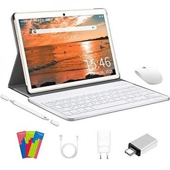 Tablet 10 Pulgadas 4G LTE WiFi, Android 10.0 Ultrar-Rápido Tablets 4GB RAM + 64GB ROM / 128GB Escalable, Laptop Convertible de Oficina-Quad Core, Dual SIM 8000mAh|Bluetooth|GPS|OTG|Type-C