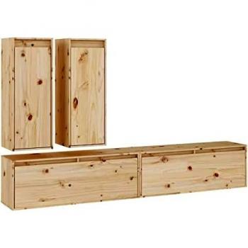 Mueble de TV 4 piezas de madera maciza de pino vidaXL