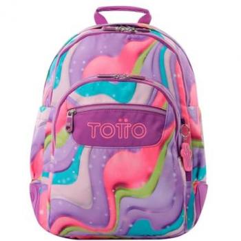 Mochila Escolar Grande TOTTO Modelo Rayol Ferri, Capacidad 19 L, 3 Compartimentos, 2 Bolsillos para Botella, Bolsillo para PC de 14, Espaldar Ergonómico con Flujo de