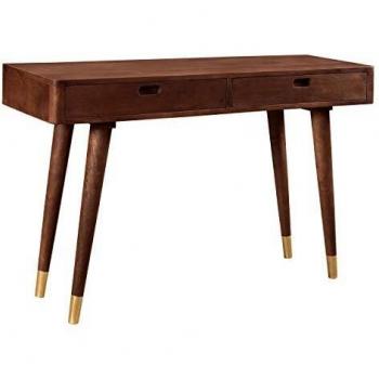 Consola de madera maciza Rendez-Vous Déco con 2 cajones y detalles dorados