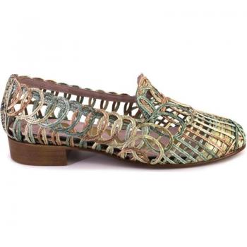 Mocasines de mujer NIVAL 1577 verde círculos 524