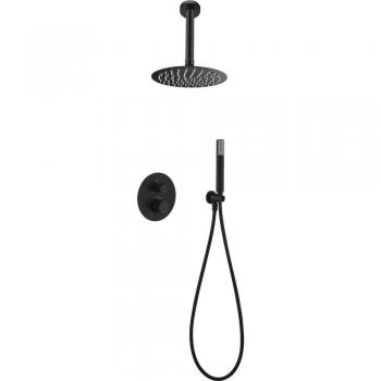 IMEX GTQ038/NG TOP - Conjunto de ducha empotrado termostático negro mate