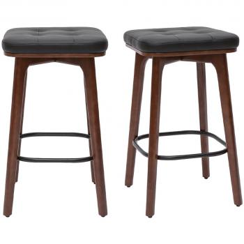 Set de 2 taburetes de cocina vintage negros de madera oscura 65 cm GRAMMA