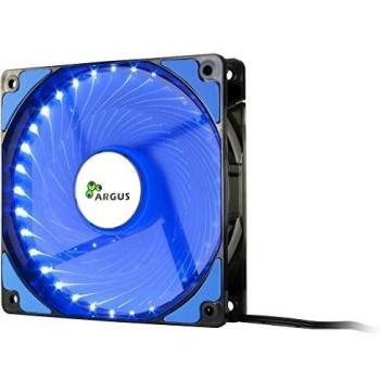 Inter-Tech L-12025 Ventilador para Carcasa de Ordenador 120mm con LED Azul, 12cm, Negro/Azul