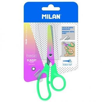 Tijeras milan basic edicion sunset mango turquesa.