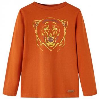 Camiseta Infantil de Manga Larga Estampado de Oso Jersey Color Teja Claro 140