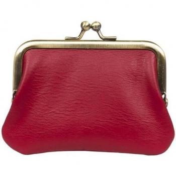 Monedero Firenze Artegiani de piel auténtica Sauvage, color rojo oscuro