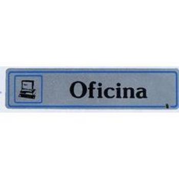PLACA SEÑALIZACION SUPER-LETRA SL AUTOADHESIVA OFICINA ALUMINIO PLATA 175X040MM A16