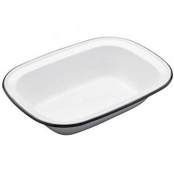 Kitchen Craft 26 x 20 x 5,5 cm Living Nostalgia esmaltado bandeja para tarta rectangular, blanco/gris