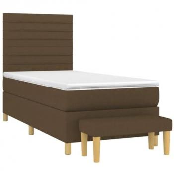 Cama box spring con colchón tela marrón oscuro 90x190 cm Vidaxl Marrón