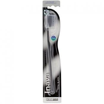 Inava Total Black Toothbrush - Premium Charcoal Bristles and Ergonomic Handle