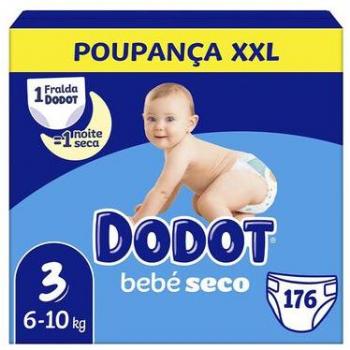 Dodot Bebé Seco Pañales XXL Talla 3 de 6 a 10 Kg 176 Unidades con Triple Sistema de Protección Antifugas, Nº 1 Ultra Seco, Triple Capa Absorbente, Piel