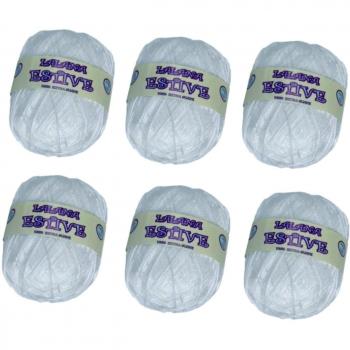 LA LANA ESTIVE 2201- PACK de 6 ovillos de 100grs cada uno para tejer. Color BLANCO