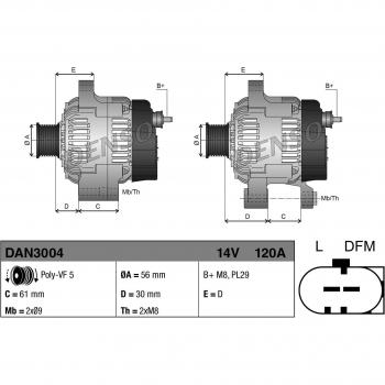 Alternador DENSO DAN3004, tipo: alternador, características: compatible con vehículos de diversas marcas, alta eficiencia energética, diseño compacto, fácil instalación, durabilidad mejorada