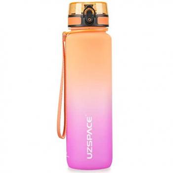 Botella de Tritan Colorful Two Color Naranja - Morado 1000ml, color frosted, dimensiones 7x7x28 cm, sin BPA, ideal para ejercicio y deportes al aire libre