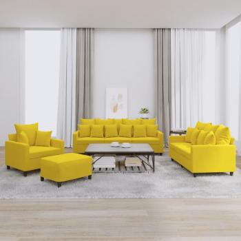 Juego de sofás con cojines 4 piezas terciopelo amarillo vidaXL