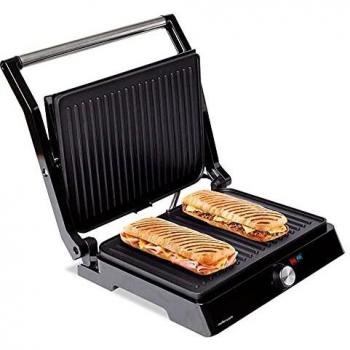 Parrilla Eléctrica Mellerware Hotty 2200W, Placas Extragrandes, Revestimiento Antiadherente, Regulador de Temperatura LED, Apertura 180º, Superficie 29x46