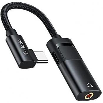 Adaptador USB-C a AUX Mini Jack 3.5mm con DAC y Carga Mcdodo CA-1880 (Negro)