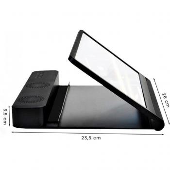 Lupa 3D amplificador de audio y video para smartphone con soporte en color Negro