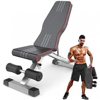 Delfy Ajustable Banco de Pesas, Banco Multiusos Plegable Plano / Inclinado / Declinado Para Gimnasio en Casa, Entrenamiento de Cuerpo Completo