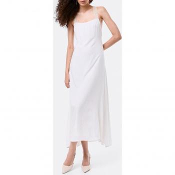 Cuplé Vestido de mujer blanco de viscosa 600808-834-0100 Maxivestido Ibiza popelín