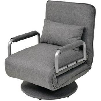 vidaXL Silla giratoria y sofá cama color gris claro 60x75x80 cm