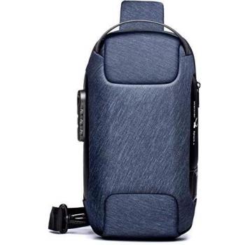 SDINAZ Sling Bag, Bolsa de Pecho con Cerradura antirrobo Puerto de Carga USB, Vacaciones de Viaje para Acampa Mochila, Azul