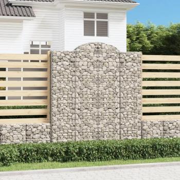 Cestas de Gaviones Arco 10 Piezas 200x50x220/240 cm Hierro Galvanizado Plateado