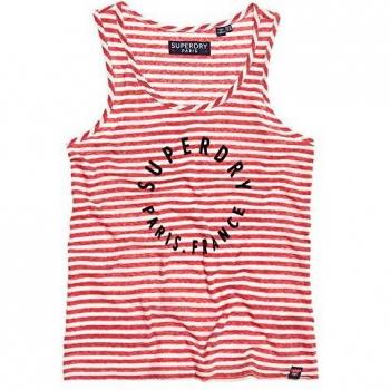 Superdry Women's Coast Stripe Graphic Vest - Nautical Red White Stripe - XS - Red
