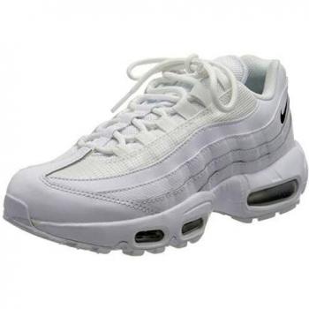 Nike Women's Air Max 95 Sneakers - White/Black, UK Size 5 (Triple White-Black)