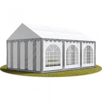 Carpa para fiestas TOOLPORT 3x6 m, PVC 750 ignífugo, con base reforzada, gris-blanco