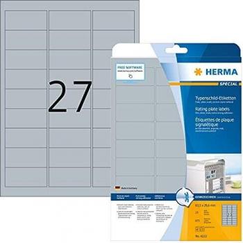 Herma 4222 - Pack de 675 etiquetas, 63.5 x 29.6 mm, color plateado
