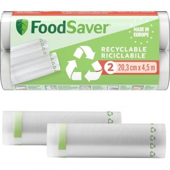 FoodSaver FSRE2002X-01 Pack de 2 Rollos para Envasar al Vacío, 20.3 cm x 4.5 m