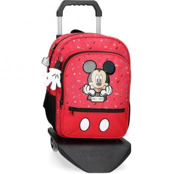 Mochila Escolar Mickey Thing - Rojo con Estampado de Disney - 30x38x12cm