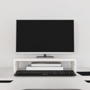 vidaXL Monitor Stand - White, 50x27x10 cm, Solid Wood Pine