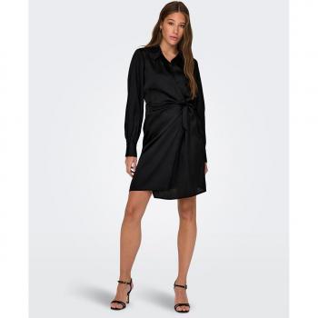 Vestido corto wrap camisero JDY con diseño envolvente, manga corta, cuello camisero y cierre de botón
