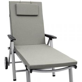 Cojín acolchado para tumbona y hamaca de jardín Loft RL 200x60x5 cm - Gris claro - Beautissu