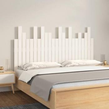 Cabecero de pared blanco 146,5x3x80 cm de madera maciza de pino