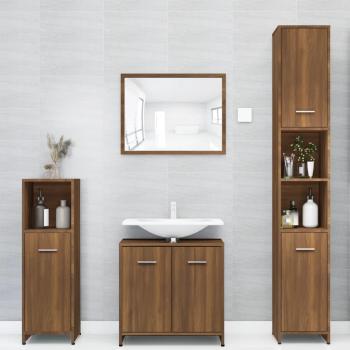 Mueble de baño Roble Marrón 30x30x183,5 cm madera multicapa