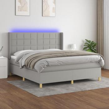 Colchón Box Spring con Muelles y Tela LED Gris Claro 160x200 cm