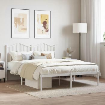 Cama solar con cabecero de metal blanco 140x200 cm